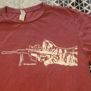 Arm the Animals Cat With Gun Long T-shirt Size Medium